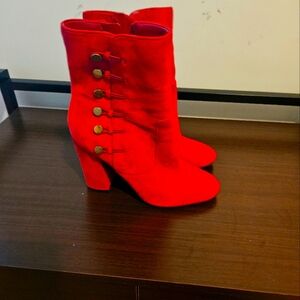 Red suede guess ankle boots